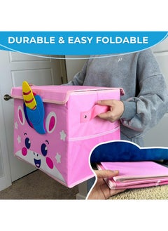 quokka QUOKKA Toy Storage Box for Boys and Girls - 16x12x10 In Toy Chest Organizer for Kids - | Collapsible | Handles | Flip-Top Lids | - Fabric Foldable Bin for Playroom - Nursery Room Organization  - Image 5