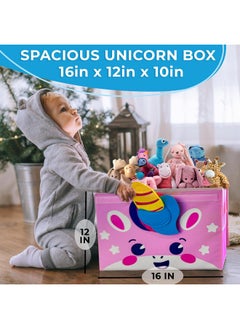 quokka QUOKKA Toy Storage Box for Boys and Girls - 16x12x10 In Toy Chest Organizer for Kids - | Collapsible | Handles | Flip-Top Lids | - Fabric Foldable Bin for Playroom - Nursery Room Organization  - Image 2