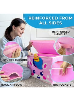 quokka QUOKKA Toy Storage Box for Boys and Girls - 16x12x10 In Toy Chest Organizer for Kids - | Collapsible | Handles | Flip-Top Lids | - Fabric Foldable Bin for Playroom - Nursery Room Organization  - Image 3