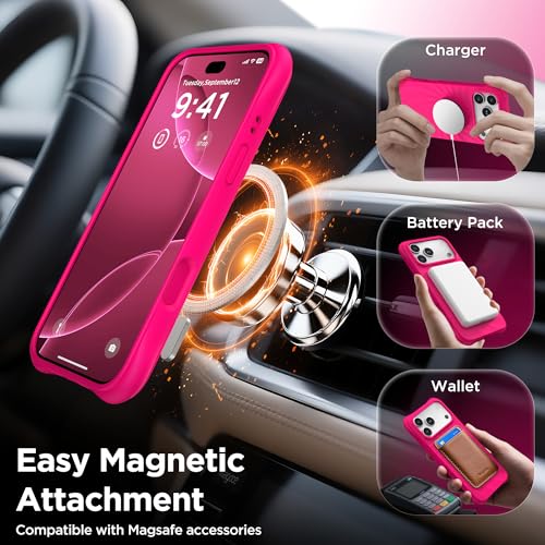 COFFKER for iPhone 17 Pro Max Case, Compatible with MagSafe, Screen Protector +[Integrated Silicone Camera Control Button], Shockproof Protective Magnetic Case for iPhone 17 Pro Max 6.9", Neon Pink - Image 3