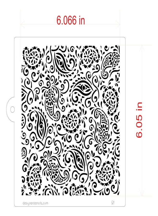 Designer Stencils C820 Paisley Henna Miniprint Stencil, Beige/semi-transparent 6 X 6 - Image 5
