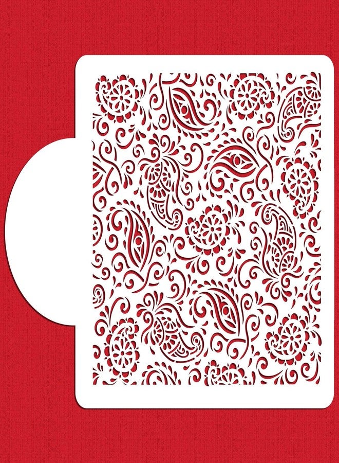 Designer Stencils C820 Paisley Henna Miniprint Stencil, Beige/semi-transparent 6 X 6 - Image 2