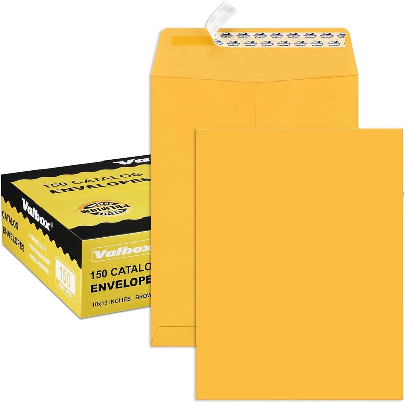 ValBox 10x13 Self Seal Catalog Envelopes 150 Packs Brown Kraft Large Envelopes with Peel and Seal Flap for Mailing, Organizing and Storage - Image 1