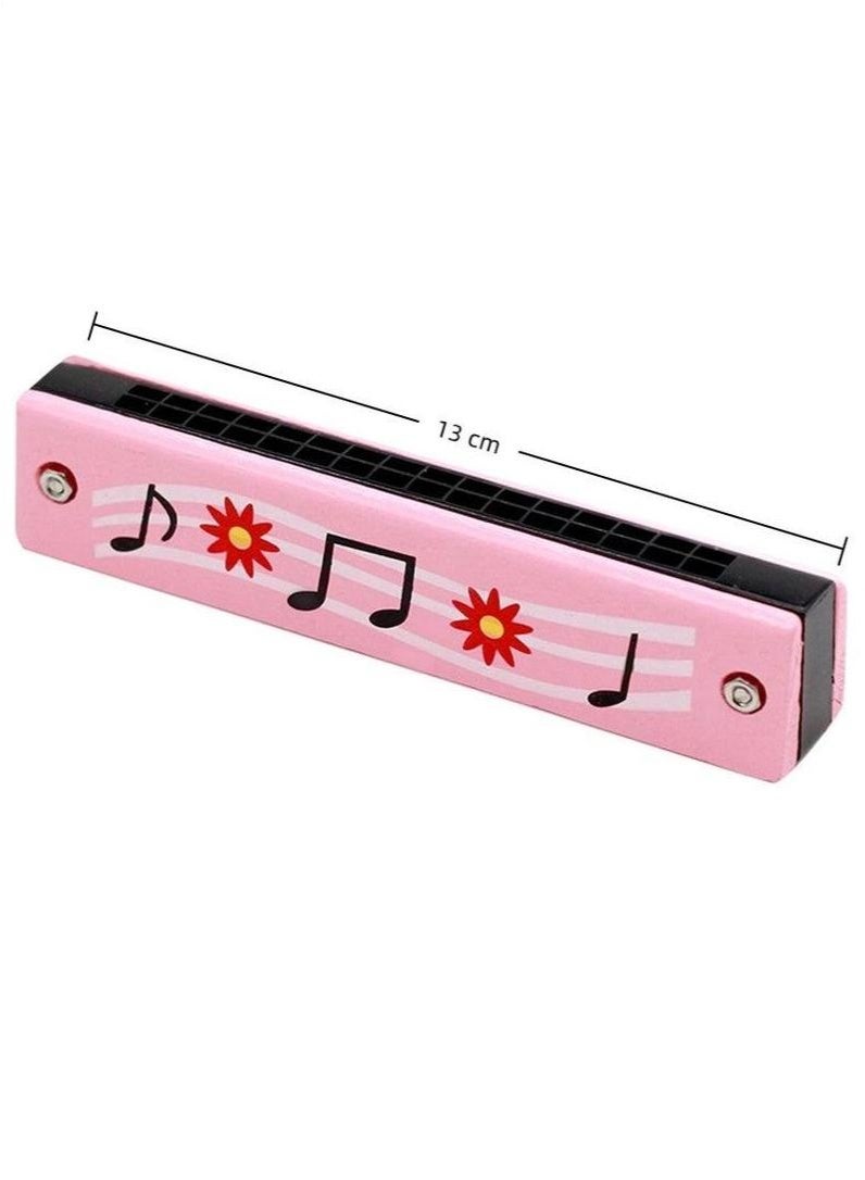 Children's harmonica, 16 hole double row lightweight cartoon harmonica, children's harmonica, adult beginner instrument toy（pink or blue） - Image 2