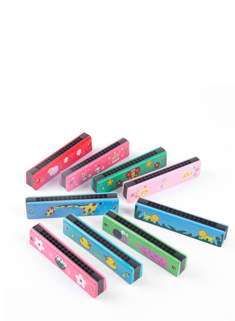 Children's harmonica, 16 hole double row lightweight cartoon harmonica, children's harmonica, adult beginner instrument toy（pink or blue） - Image 1
