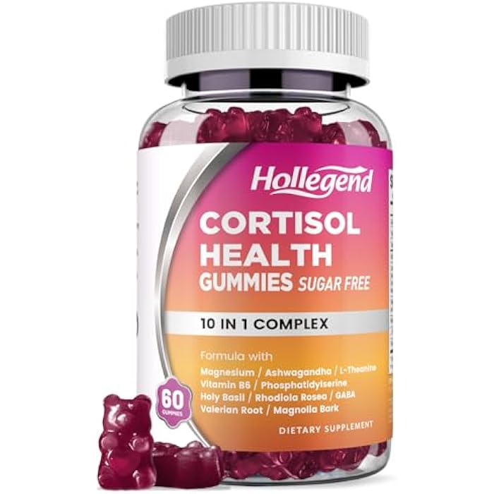Hollegend Cortisol Supplements for Women Men, Cortisol Gummies with Ashwagandha, Magnesium, L-Theanine, Phosphatidylserine, B6 for Cortisol Detox, Relaxation, Sleep, Focus, Sugar-Free, Vegan, 60 - Image 1