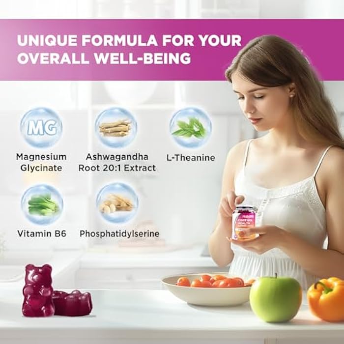 Hollegend Cortisol Supplements for Women Men, Cortisol Gummies with Ashwagandha, Magnesium, L-Theanine, Phosphatidylserine, B6 for Cortisol Detox, Relaxation, Sleep, Focus, Sugar-Free, Vegan, 60 - Image 3