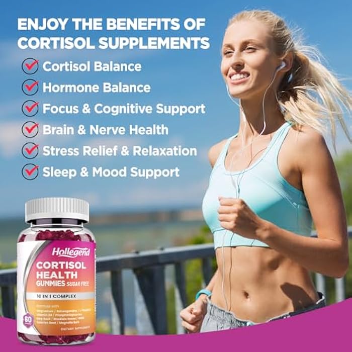 Hollegend Cortisol Supplements for Women Men, Cortisol Gummies with Ashwagandha, Magnesium, L-Theanine, Phosphatidylserine, B6 for Cortisol Detox, Relaxation, Sleep, Focus, Sugar-Free, Vegan, 60 - Image 5