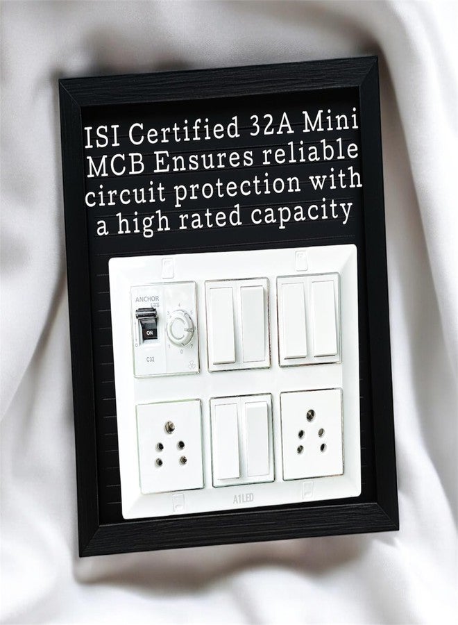 A1 LED 12 Module Silver Line Electrical Panel | 32A Mini SP MCB | 1 Fan Regulator, 6 Switches, 2 Universal Sockets - Premium Modular Design for Homes & Offices - Image 5