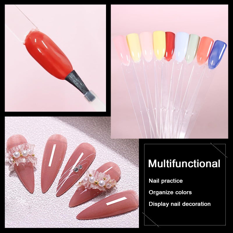 Allstarry 200 Pcs Clear Nail Swatch Sticks with Ring and Numbered Tip Flat head Shaped Nail Art Polish Display Tips, False Nail Sample Sticks, Sacks of Transparent Nail Practice-Tips for Manicure - Image 5