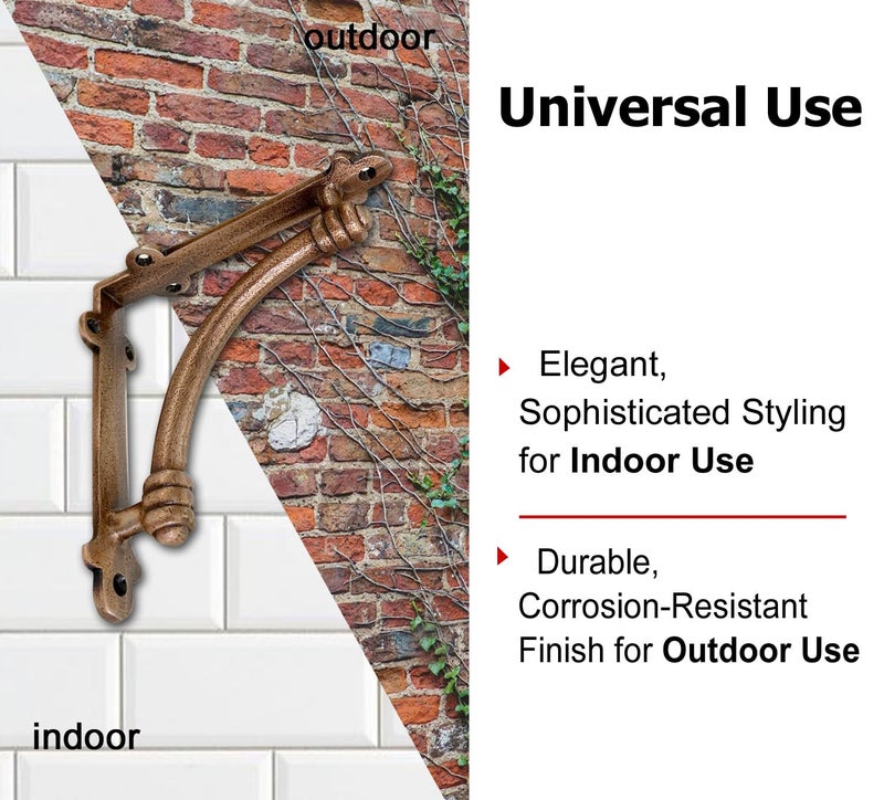 NACH Decorative Shelf Brackets, 4 Pack of 5.5 x 1.2 x 5.5 inch Copper Cast Iron Shelf Brackets - Decorative Brackets for Mounting - Half Round Style Brackets - Image 3