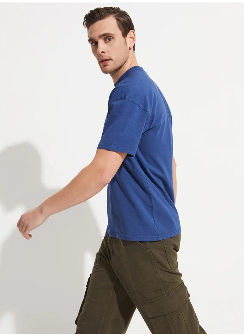 جون June Men Wash Detailed Tshirt Navy