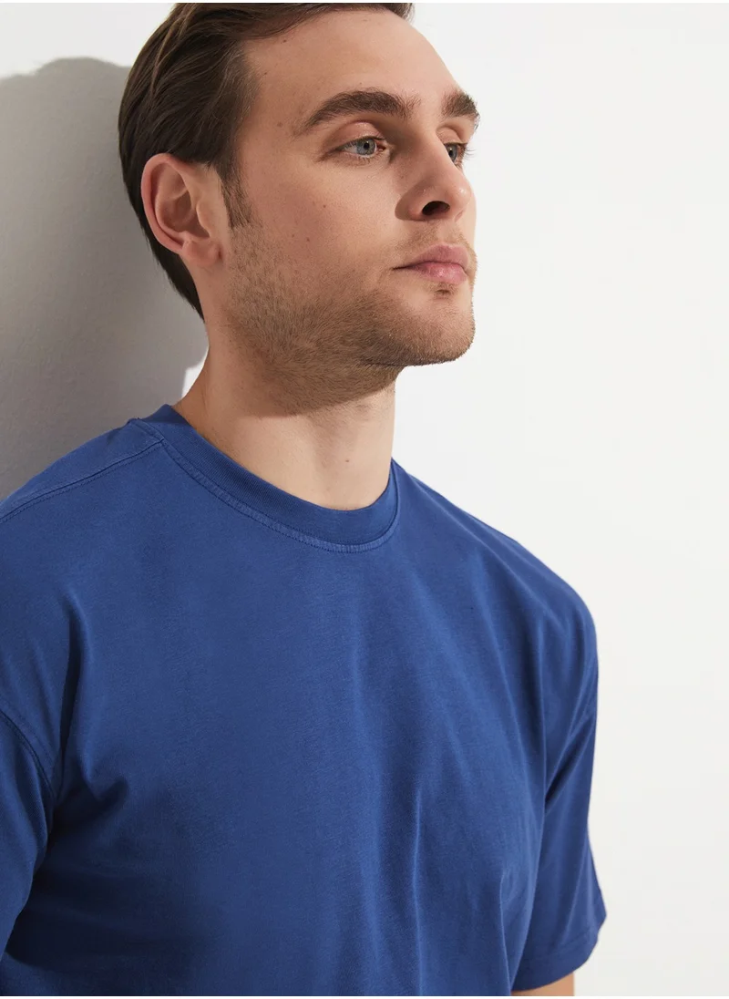 جون June Men Wash Detailed Tshirt Navy
