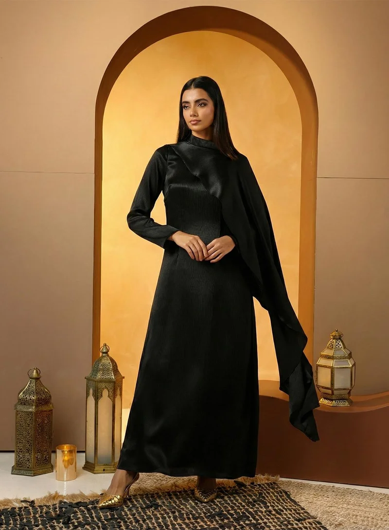 VERO MODA One-Shoulder Cape Sleeve Maxi Dress