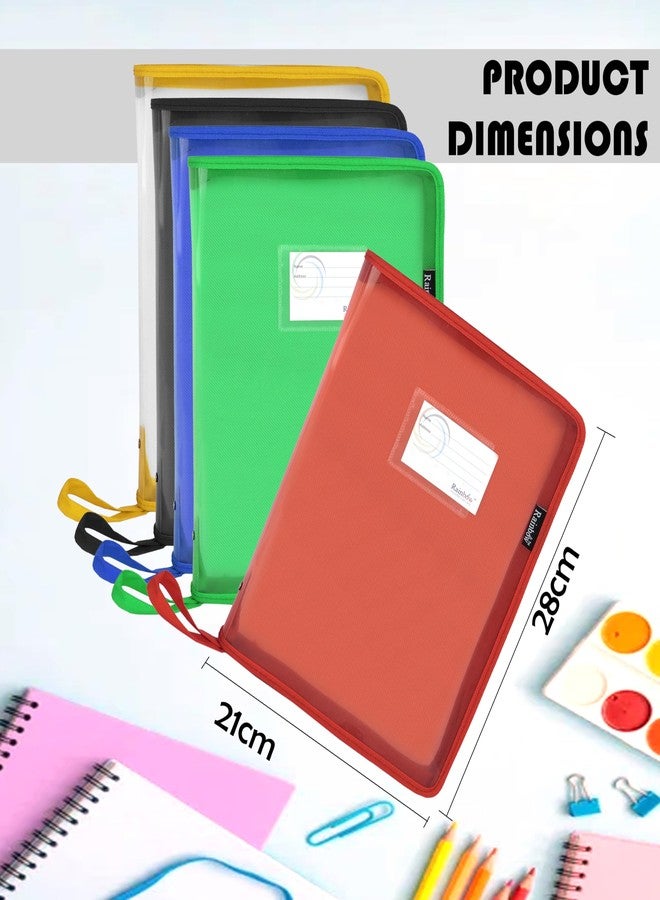 Shuban Plastic File Folder File Folders Zipper Bag for Certificates File Pouch Plastic Wallet Folders for Home, Office, School (Chain Bag - B5-2 Qty-Assorted Color) - Image 2