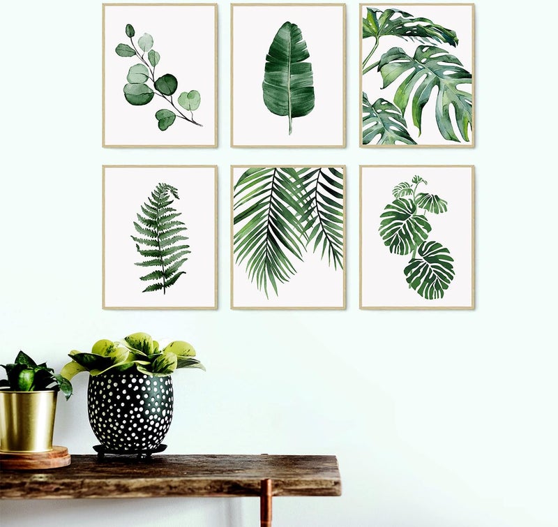 HoozGee Green Botanical Wall Art Print Set of 6 Natural Plant Leaves Home Decor Aesthetic Bathroom Wall Art Canvas Posters Leaf Prints Poster Set (11"x14" UNFRAMED, Leaf Wall Art) - Image 5