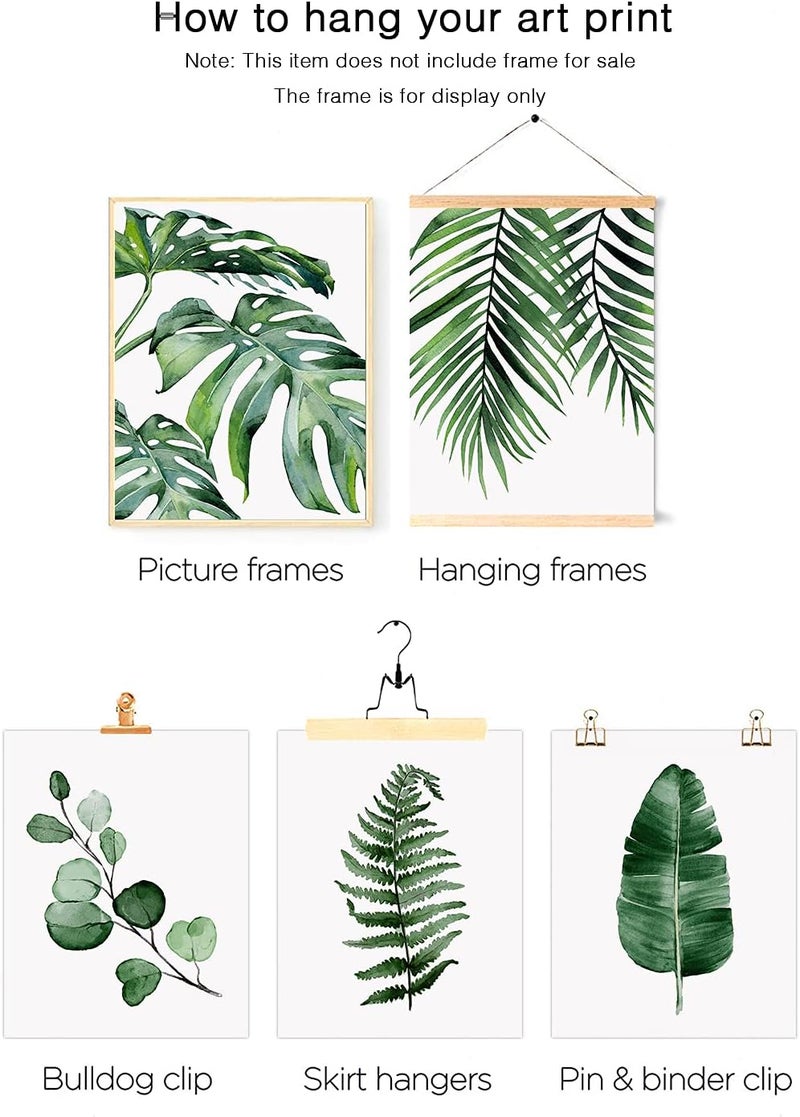 HoozGee Green Botanical Wall Art Print Set of 6 Natural Plant Leaves Home Decor Aesthetic Bathroom Wall Art Canvas Posters Leaf Prints Poster Set (11"x14" UNFRAMED, Leaf Wall Art) - Image 3