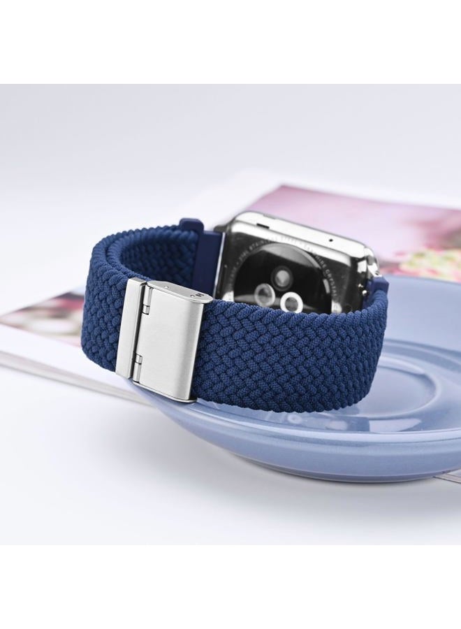 WOCCI 22mm Braided Nylon Watch Band for Men and Women, Quick Release, Silver Stainless Steel Buckle (Blue)  - Image 2