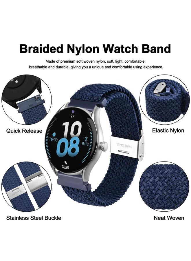 WOCCI 22mm Braided Nylon Watch Band for Men and Women, Quick Release, Silver Stainless Steel Buckle (Blue)  - Image 3