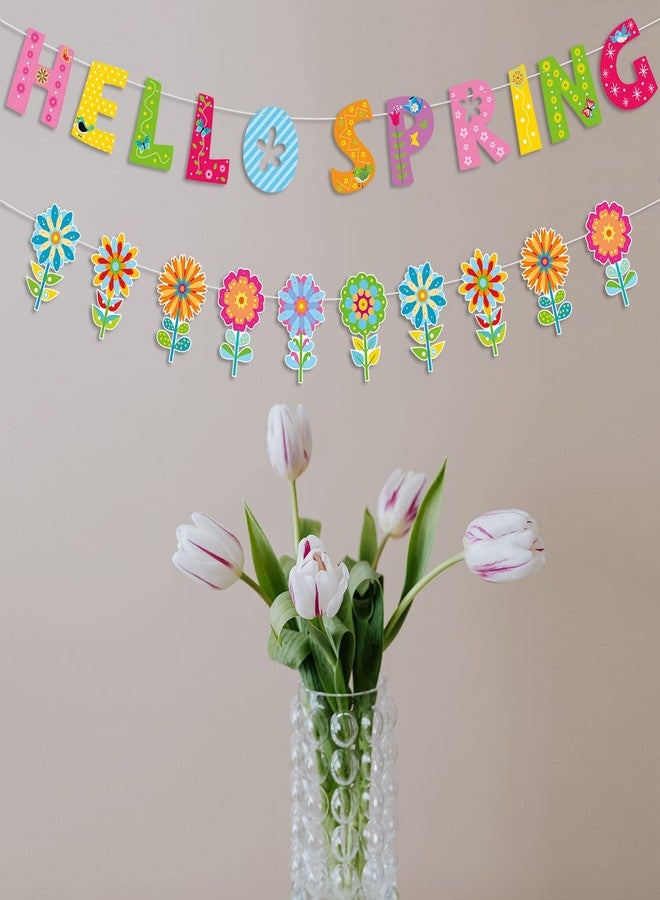 PTFNY Hello Spring Banner - Multicolor Spring Flowers Banner - 5.5" x 7" - Spring Occasion - Indoor/Outdoor Use - Image 4