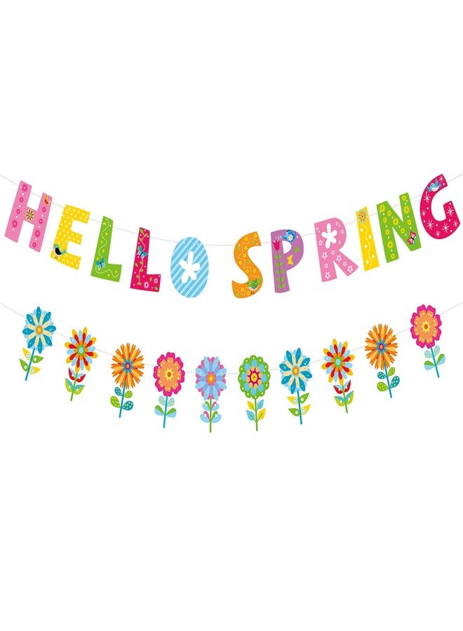 PTFNY Hello Spring Banner - Multicolor Spring Flowers Banner - 5.5" x 7" - Spring Occasion - Indoor/Outdoor Use - Image 1