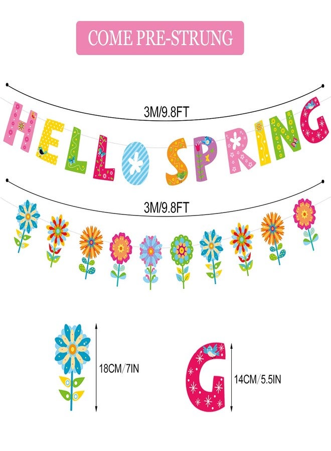 PTFNY Hello Spring Banner - Multicolor Spring Flowers Banner - 5.5" x 7" - Spring Occasion - Indoor/Outdoor Use - Image 2