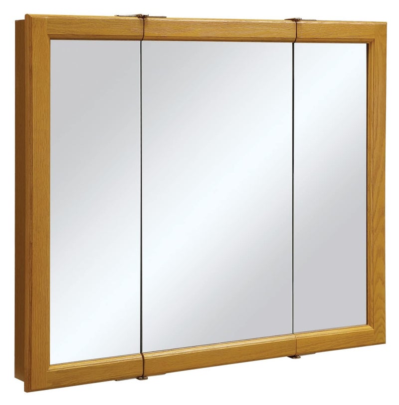 Design House Design House Claremont 36in Wide Medicine Cabinet 3 Mirrored Doors Wall Mount Oak Wood Frame PreAssembled Honey Oak 360 in W x 300 in H x 475 in D 545285HOK 