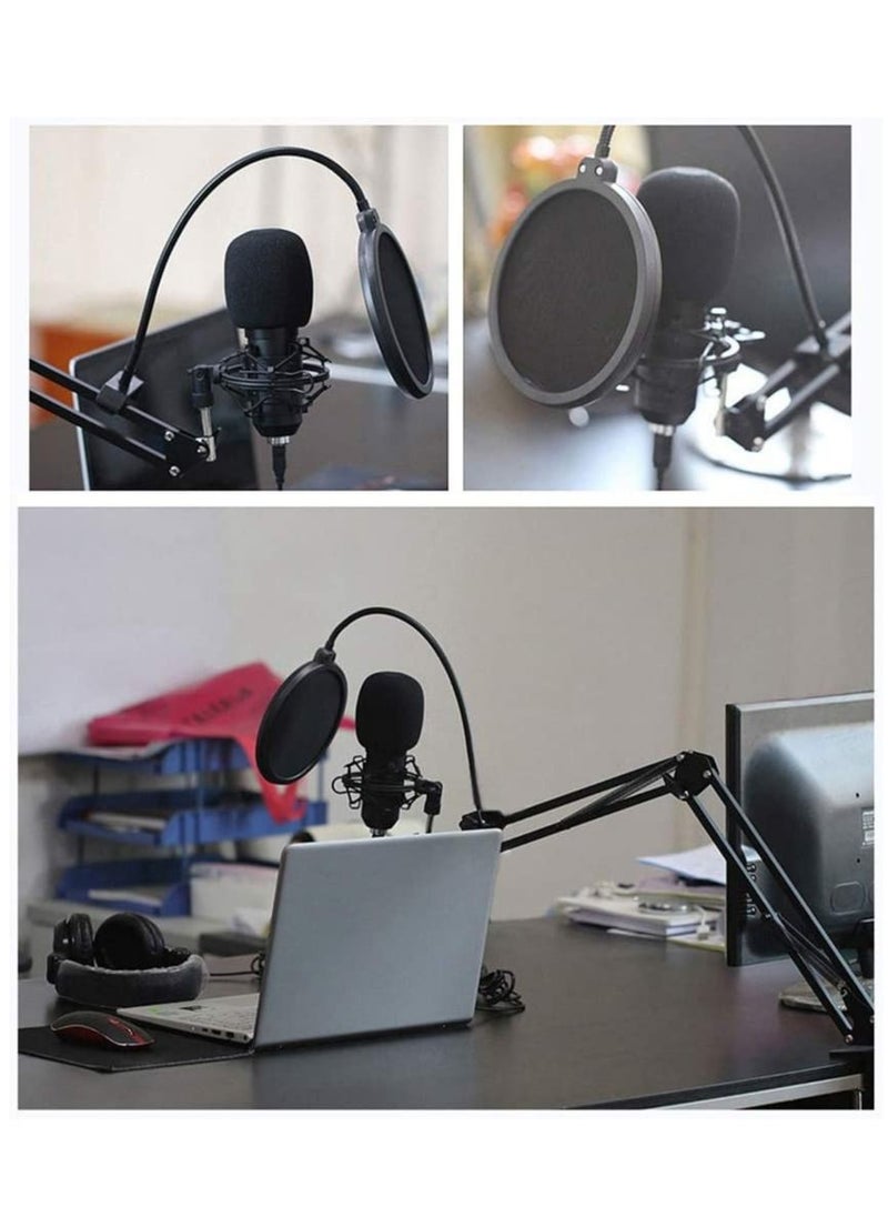 Generic - Microphone,Live Sound Card & BM800 Suspension Microphone Kit Broadcasting Recording Condenser Microphone Set Intelligent Volume Audio Mixer Sound Card for Computer PC Live Sound - Image 1