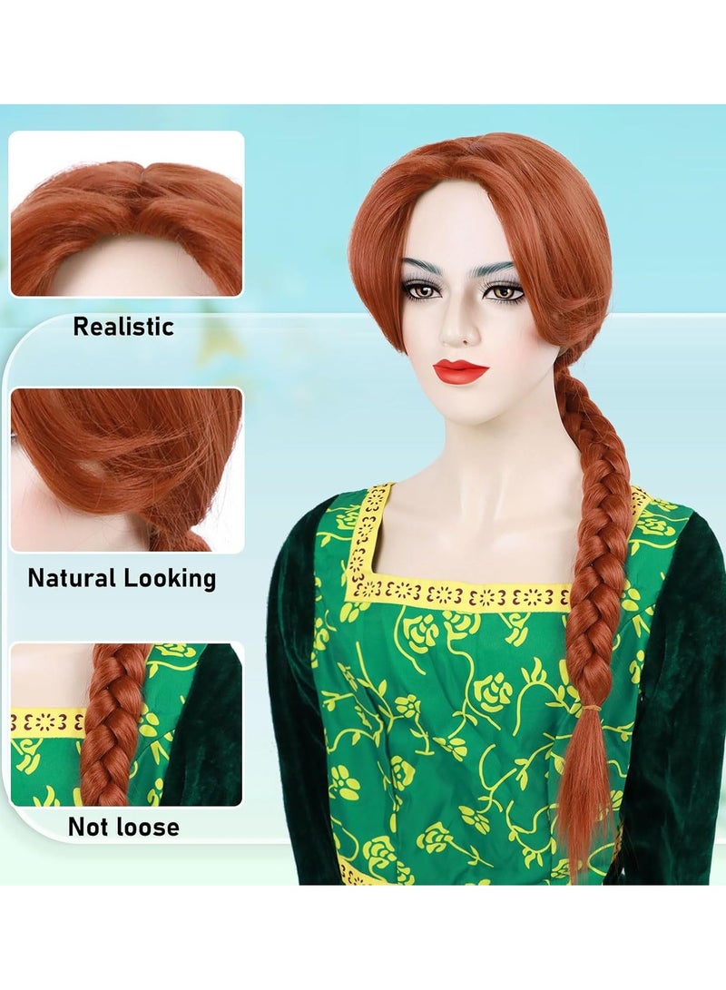 fiona Princess Fiona Cosplay Long Wig Adjustable Wig Cap for Halloween Party Cosplay Costume Accessory - Image 2