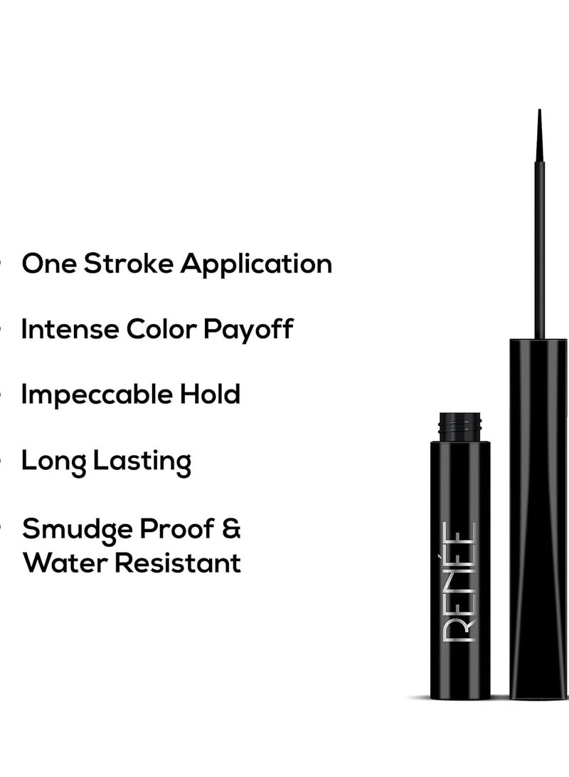 RENEE Extreme Stay Liquid Eyeliner 3x Black 4.5ml  Intense Vibrant Color Payoff  One Swipe  Long Lasting  Matte Waterproof  Smudge proof All Day Shades Infused With Castor Oil  Vegan - Image 3