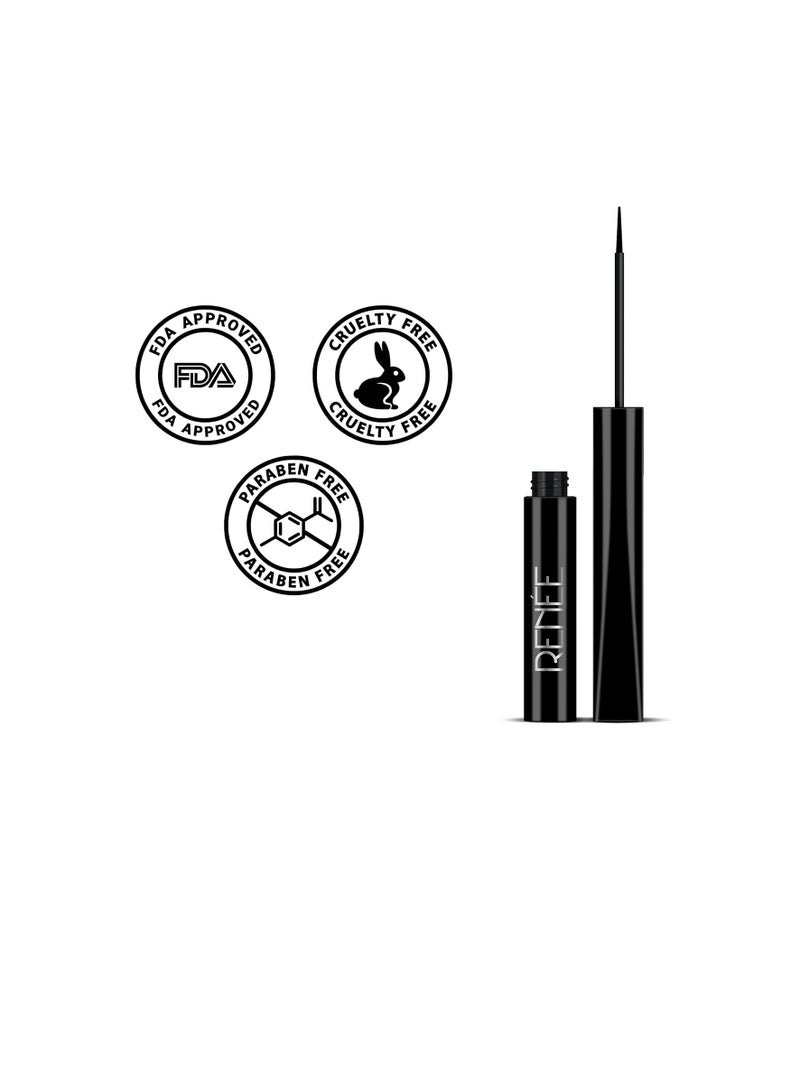 RENEE Extreme Stay Liquid Eyeliner 3x Black 4.5ml  Intense Vibrant Color Payoff  One Swipe  Long Lasting  Matte Waterproof  Smudge proof All Day Shades Infused With Castor Oil  Vegan - Image 4