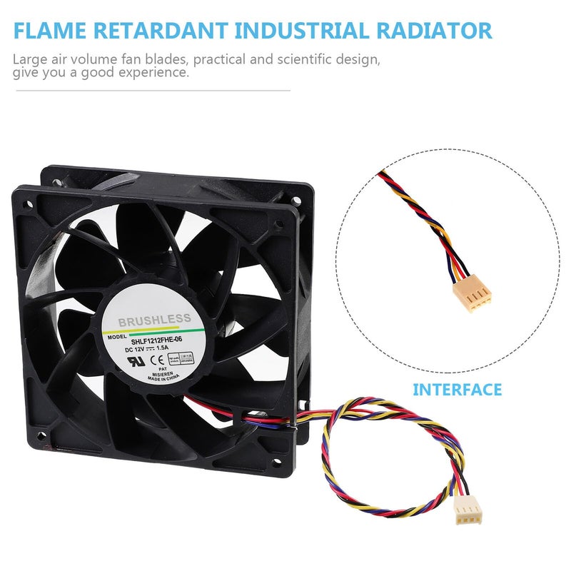 120mm Black PWM Computer Case Fan High Airflow Flame Retardant for Desktop PC Radiator Cooling - Image 4