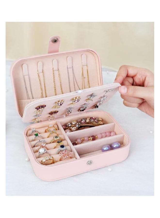 PROMASS Jewelry Box For Travel Jewelry Organizer Double Layer for Necklace Earring Rings Jewelry Holder Case - Image 2