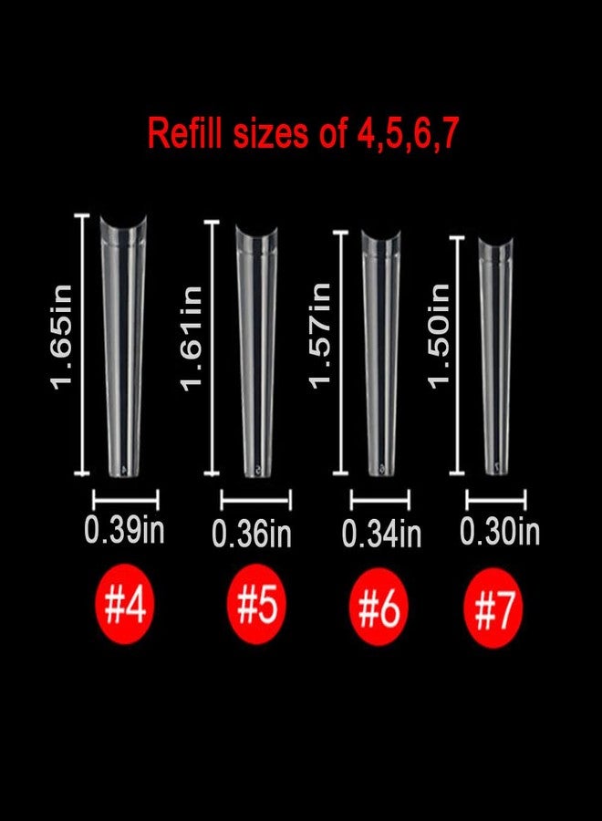 SWETIDY False Nail (600Pcs Refill XXL Coffin, No C Curve, Clear, Acrylic, Ballerina, Half Cover) - 4, 5, 6, 7 Sizes - Image 3
