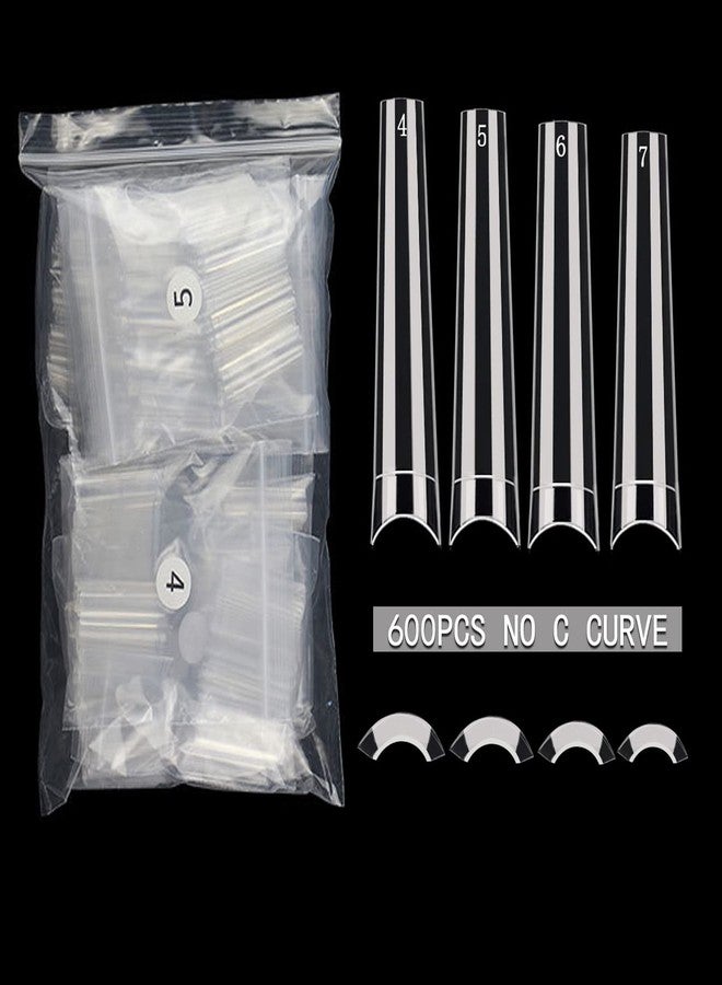 SWETIDY False Nail (600Pcs Refill XXL Coffin, No C Curve, Clear, Acrylic, Ballerina, Half Cover) - 4, 5, 6, 7 Sizes - Image 1