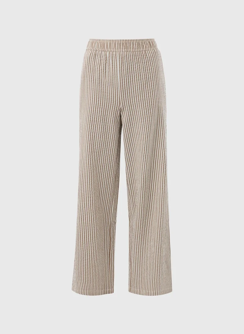 Matalan Brown Seersucker Stripe Co Ord Cropped Trousers