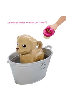Mattel BARBIE Barbie Play And Wash Pets Playset with Blonde Doll and 3 Color Change Animal Figures  - Image 3