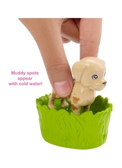Mattel BARBIE Barbie Play And Wash Pets Playset with Blonde Doll and 3 Color Change Animal Figures  - Image 4