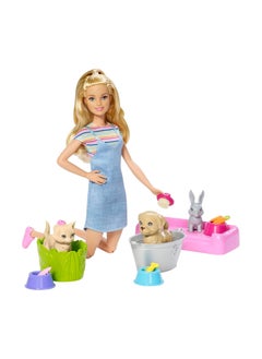 Mattel BARBIE Barbie Play And Wash Pets Playset with Blonde Doll and 3 Color Change Animal Figures  - Image 5