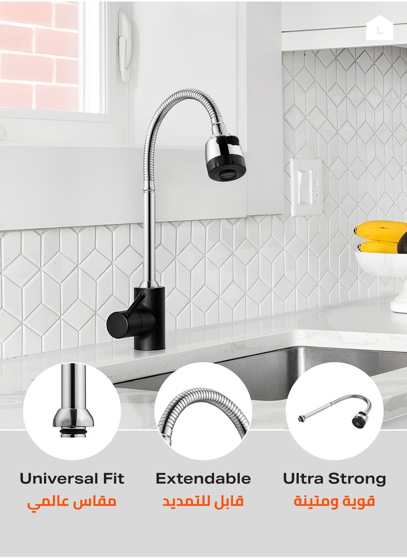 LAWAZIM - Kitchen Faucet with Flexible Sprayer Head Set of 2 - 50cm - Pull-Down Water Tap Sprayer, Dual Spray Modes, Leak-Proof, Water-Saving, High Arc, Easy Installation, Flexible Reach for Large Sinks - Image 1