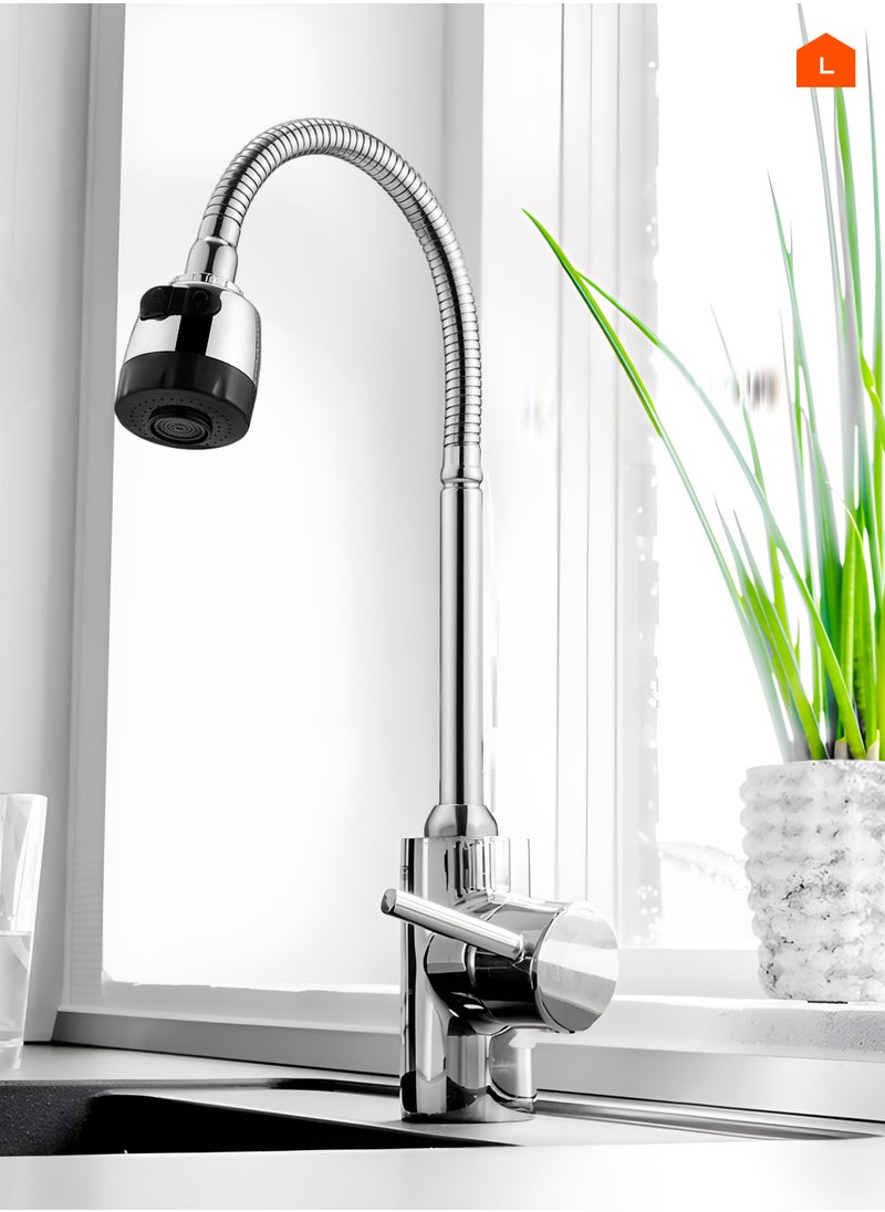 LAWAZIM - Kitchen Faucet with Flexible Sprayer Head Set of 2 - 50cm - Pull-Down Water Tap Sprayer, Dual Spray Modes, Leak-Proof, Water-Saving, High Arc, Easy Installation, Flexible Reach for Large Sinks - Image 1