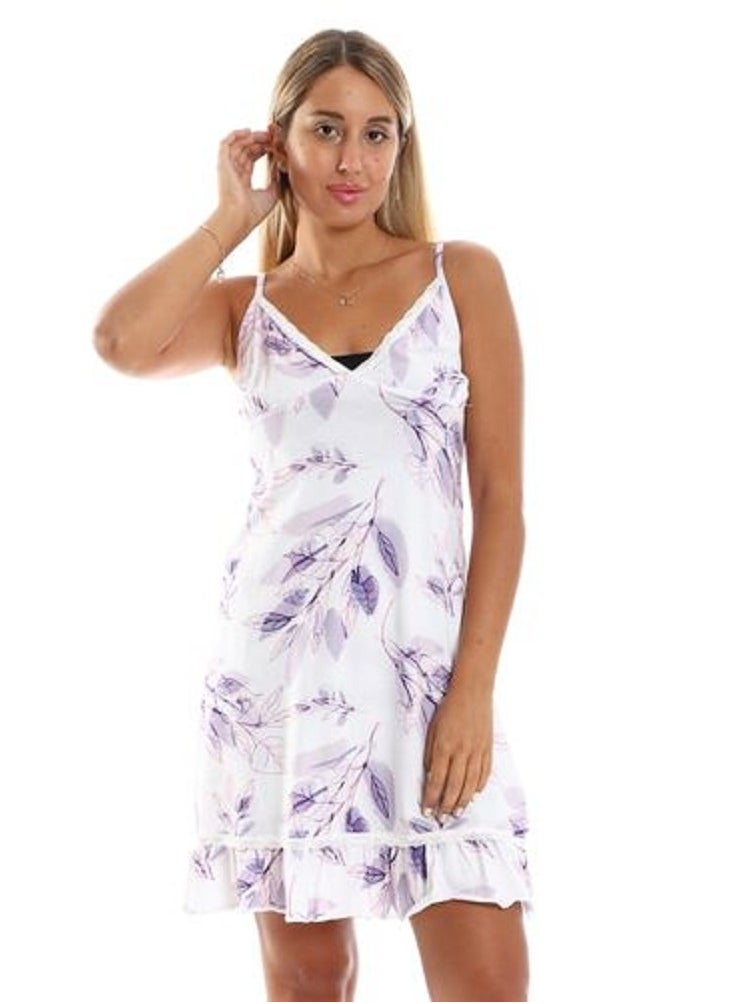 REDCOTTON Red Cotton- woman's summer  Short Nightgown  comfy-purple  - Image 1