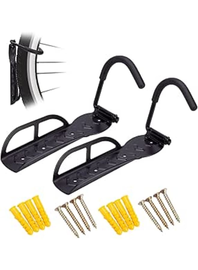 Noczom 2 Wall Mounted Bicycle Hangers, Bicycle Vertical Wall Hooks, Indoor Bicycle Storage Wall Hooks, Vertical Wall Mounted Bicycle Storage Hooks