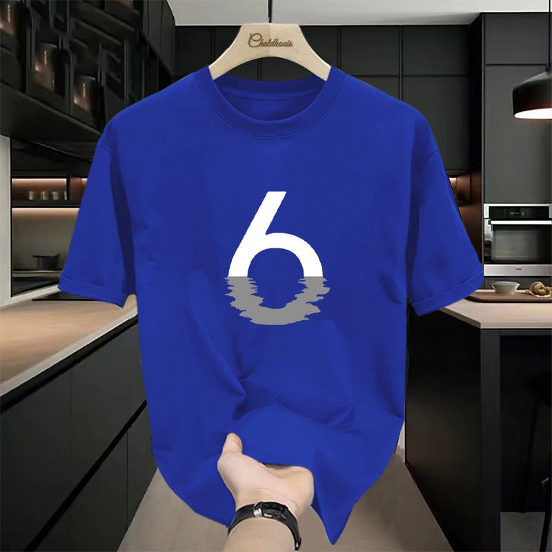 Japanese-Style Trendy Brand Printed Round Neck Short-Sleeve T-Shirt For Men, Summer Heavyweight Pure Cotton Half-Sleeve Loose Casual Top - Image 4