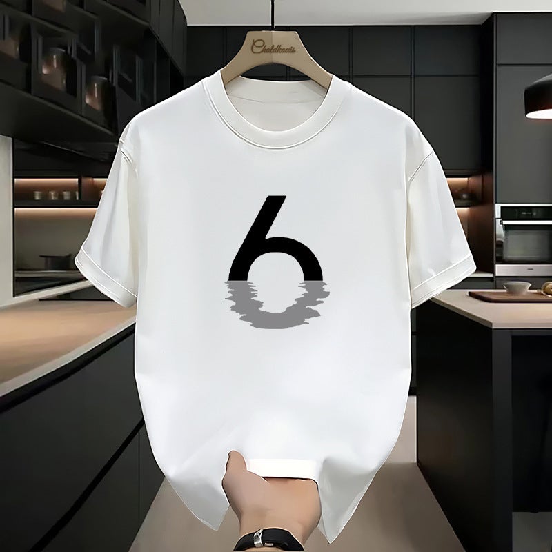 Japanese-Style Trendy Brand Printed Round Neck Short-Sleeve T-Shirt For Men, Summer Heavyweight Pure Cotton Half-Sleeve Loose Casual Top - Image 3