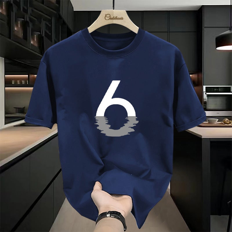 Japanese-Style Trendy Brand Printed Round Neck Short-Sleeve T-Shirt For Men, Summer Heavyweight Pure Cotton Half-Sleeve Loose Casual Top - Image 5