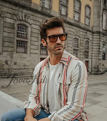JOVAKIT Fashion Square Sunglasses for Men Women Trendy Flat Lens Sun Glasses Outdoor Sports Driving Sunnies UV400 Protection (Black/Orange) - Image 4
