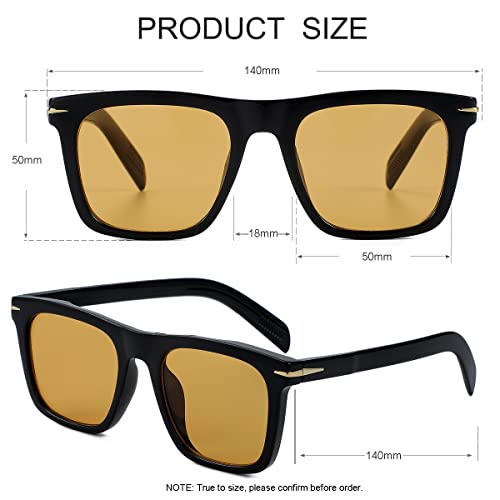 JOVAKIT Fashion Square Sunglasses for Men Women Trendy Flat Lens Sun Glasses Outdoor Sports Driving Sunnies UV400 Protection (Black/Orange) - Image 2