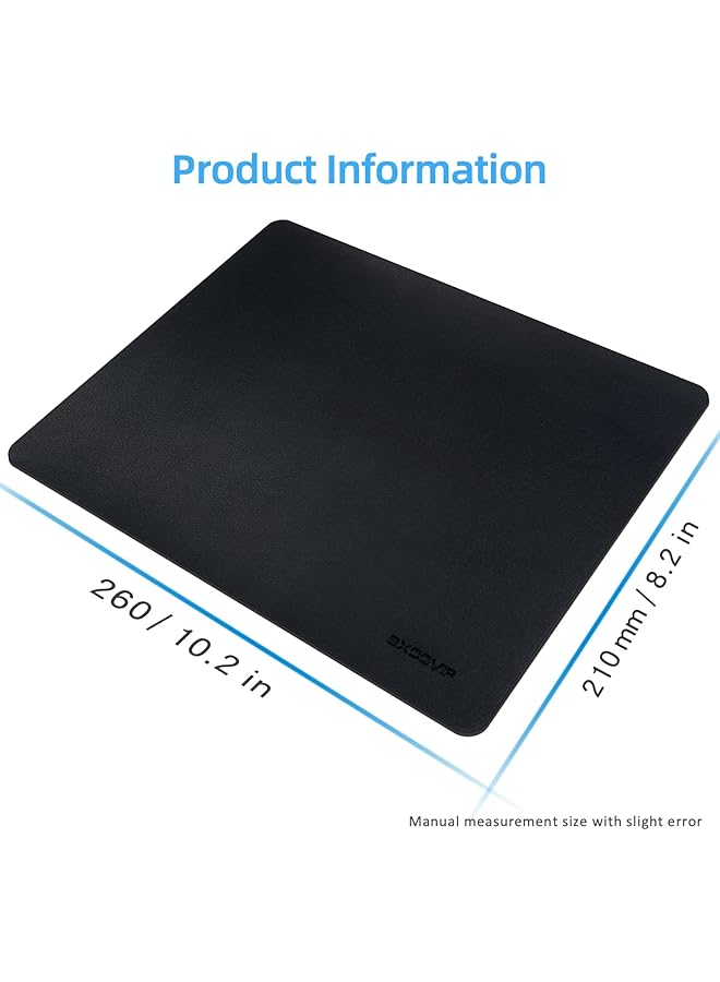 excovip Mouse Pad Non Slip Pu Leather Desk Pad Waterproof Desk Pad Protector Desk Writing Mat For Office Home Small Size（Black） - Image 5