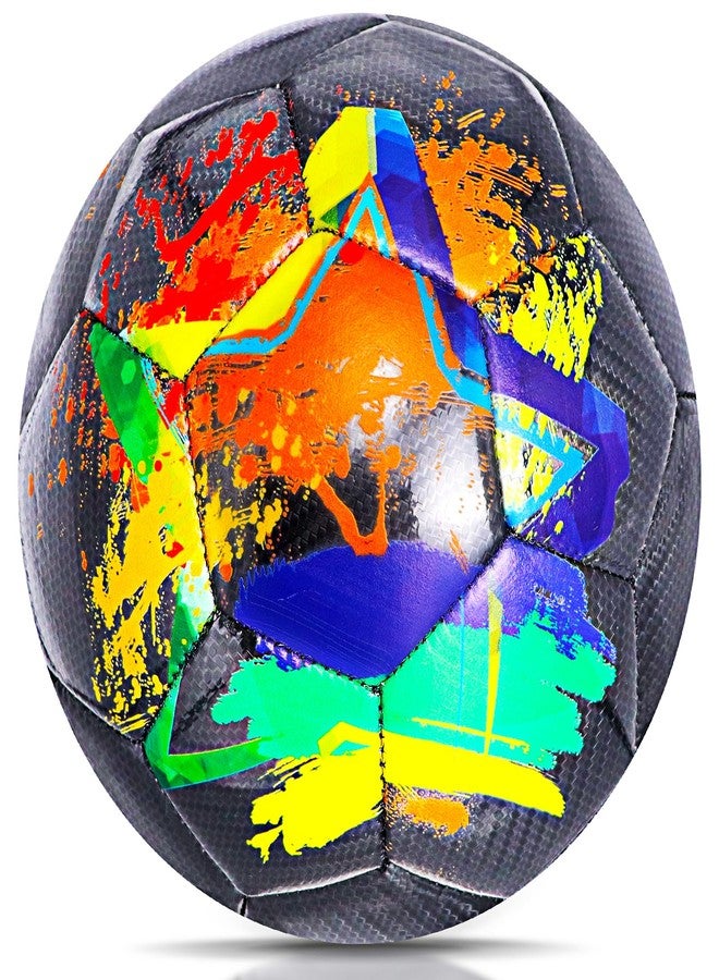 Champhox Soccer Balls Size 5, Official Match Weight Long-Lasting Construction, Outdoor Soccer Balls for Boys Girls Youth Skills Practicing Christmas Birthday Gifts (Black, Size 5) - Image 1